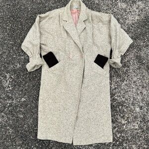 Women's Cream Coat with Black Accents